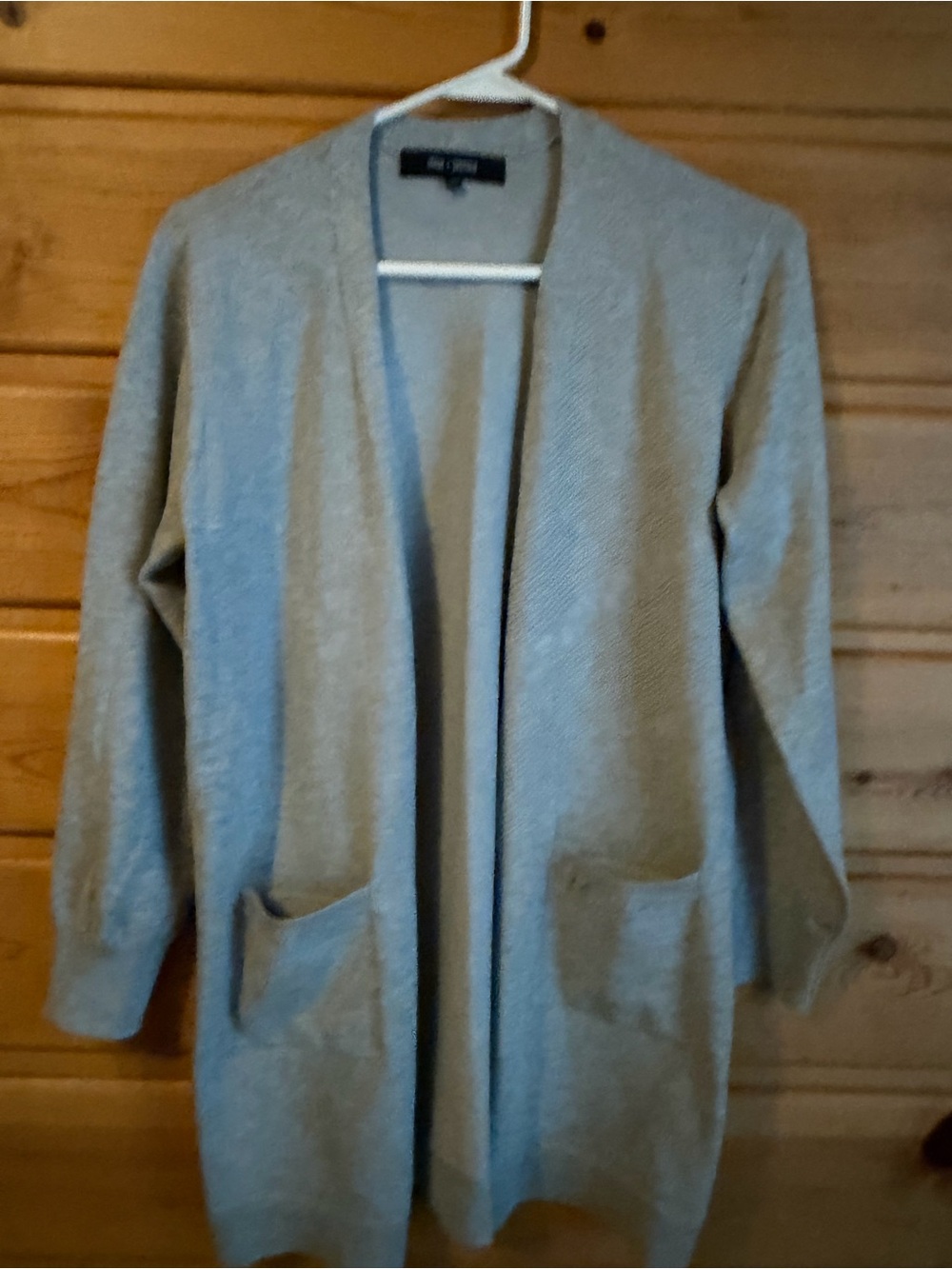 Open-Front Light Gray Women’s Cardigan with Pockets